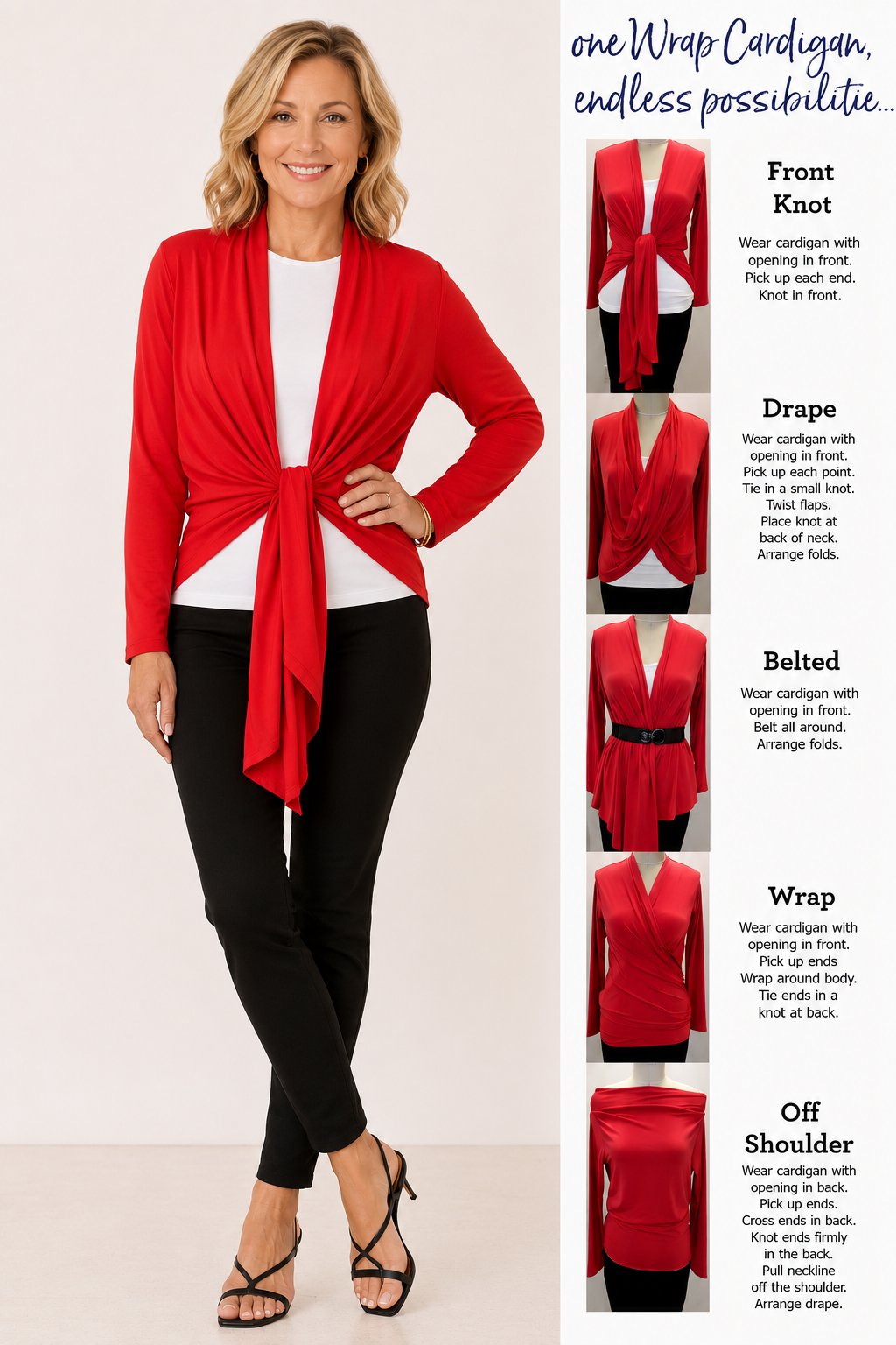 Wrap Cardigan · Tomato Red