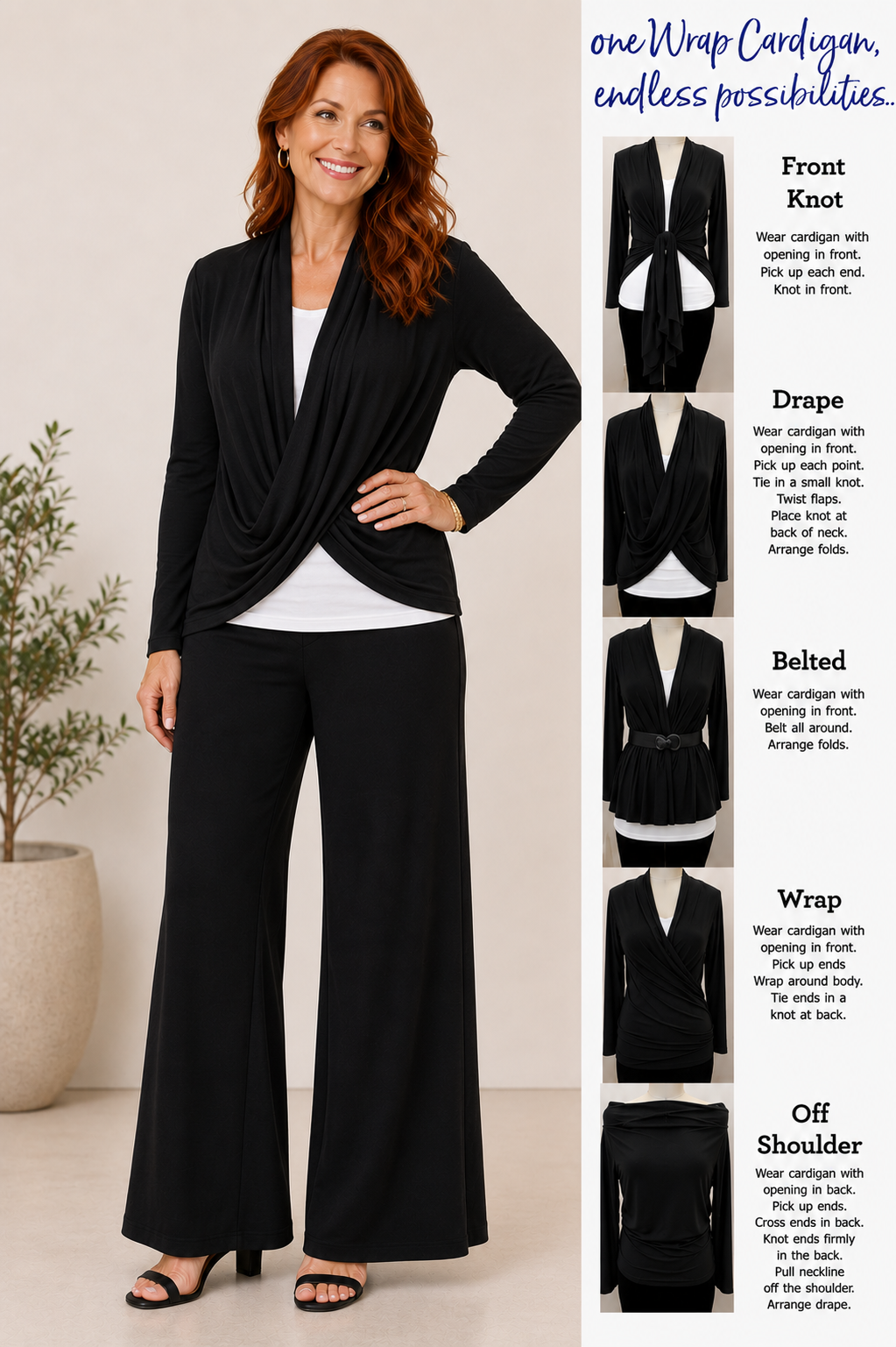 Wrap Cardigan · Black
