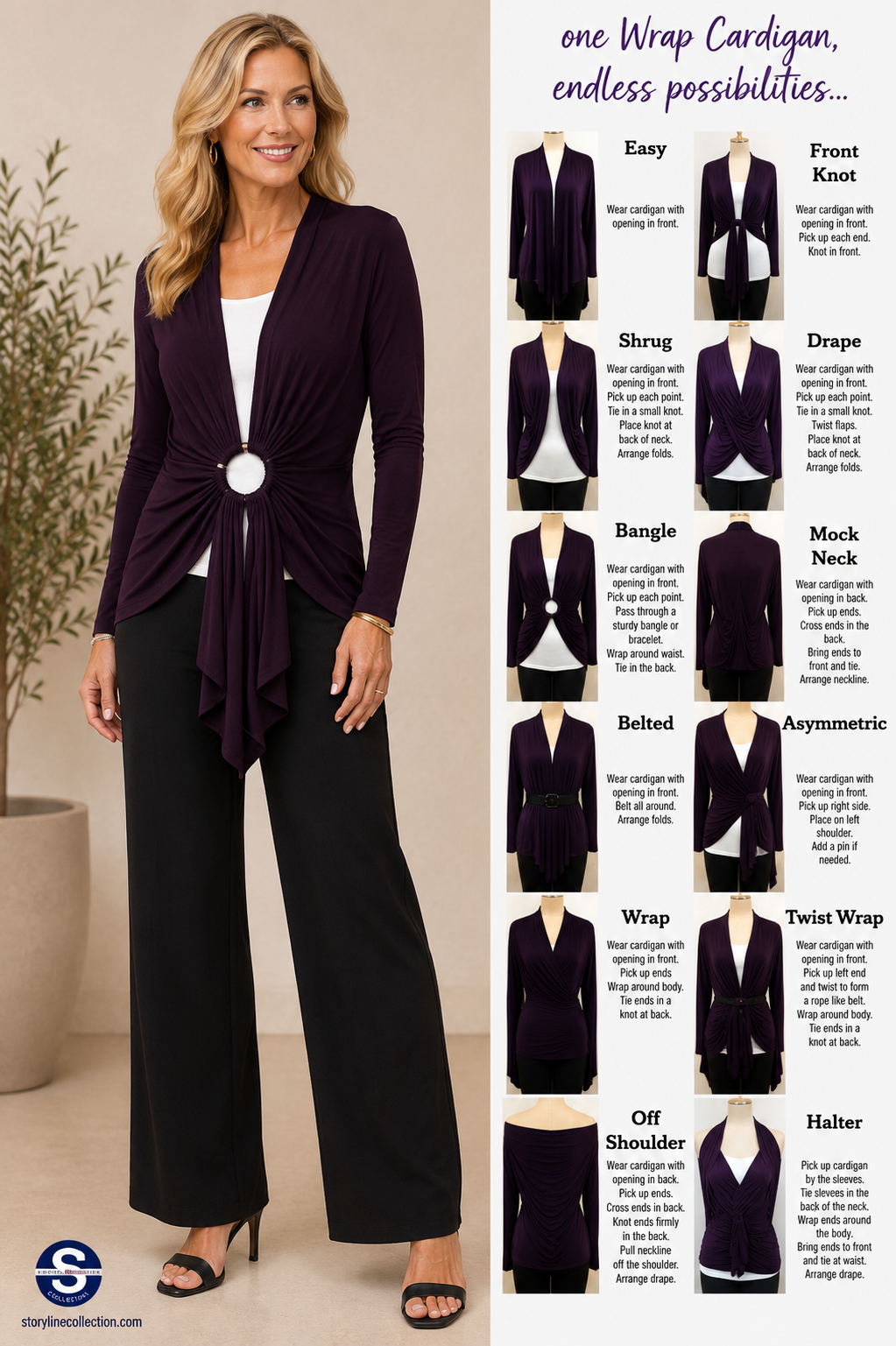 Wrap Cardigan · Wine