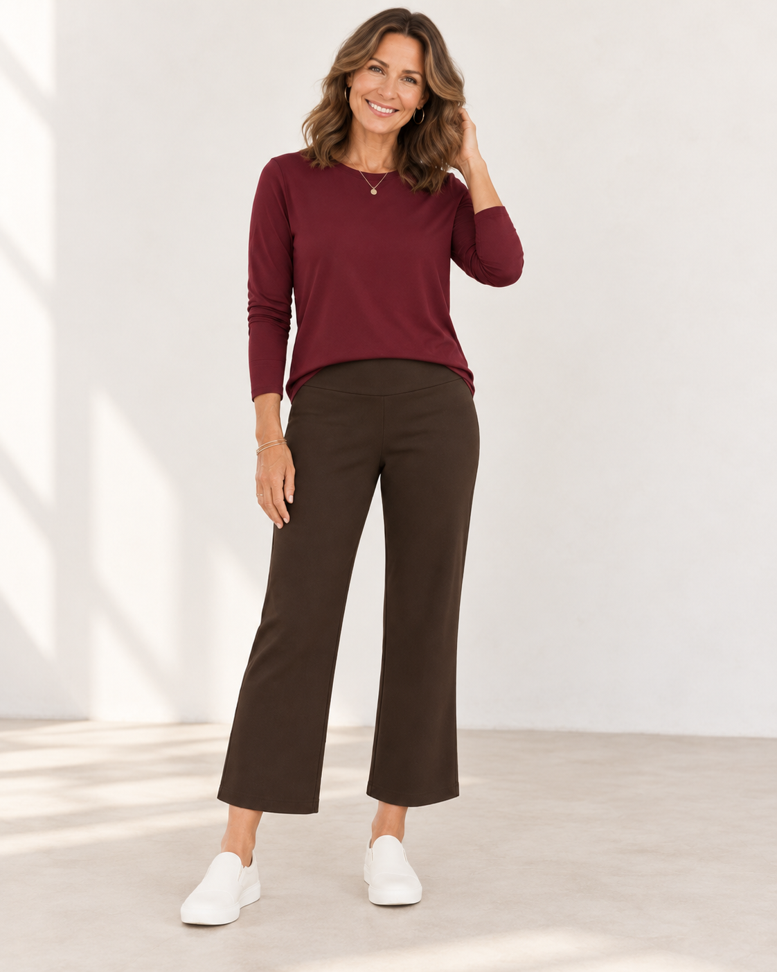 Roll Waist Pant · Java Brown